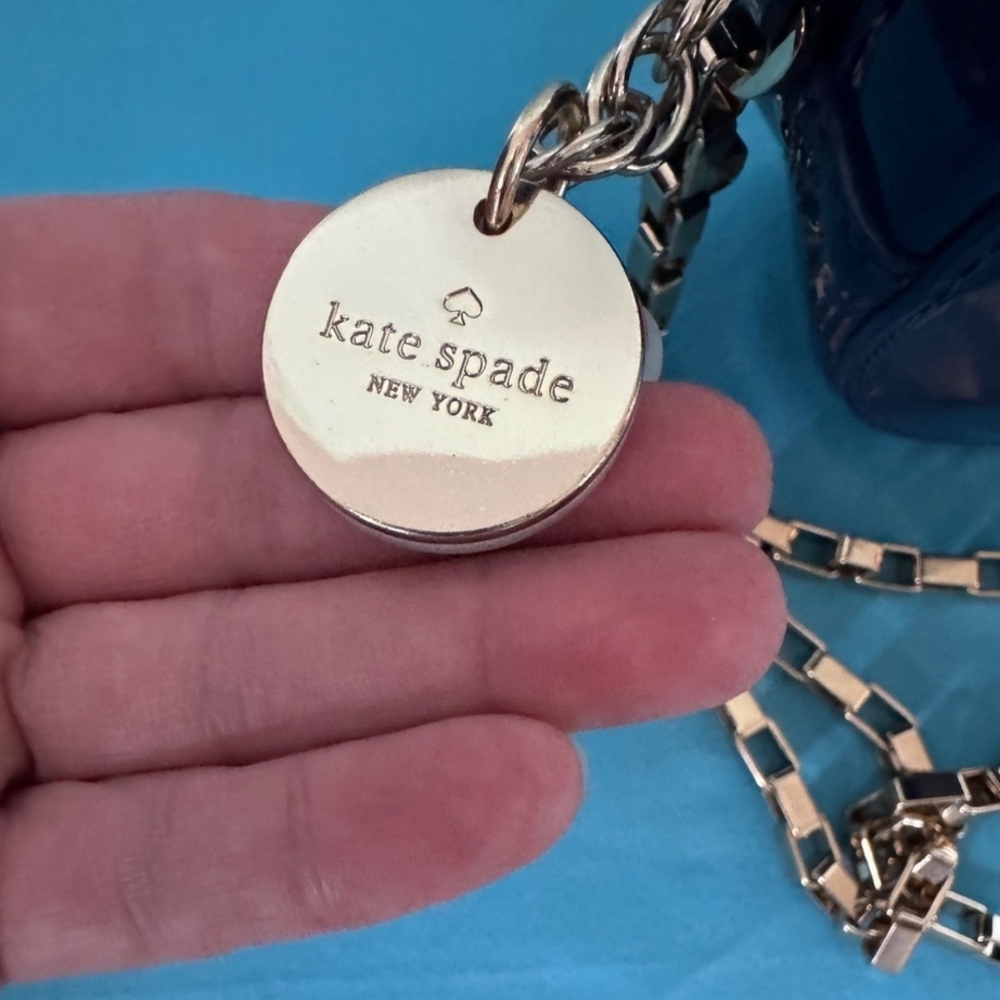 Kate Spade Get Out Of Town Blue Patent Round Crossbody Bag - Picture 2 of 7